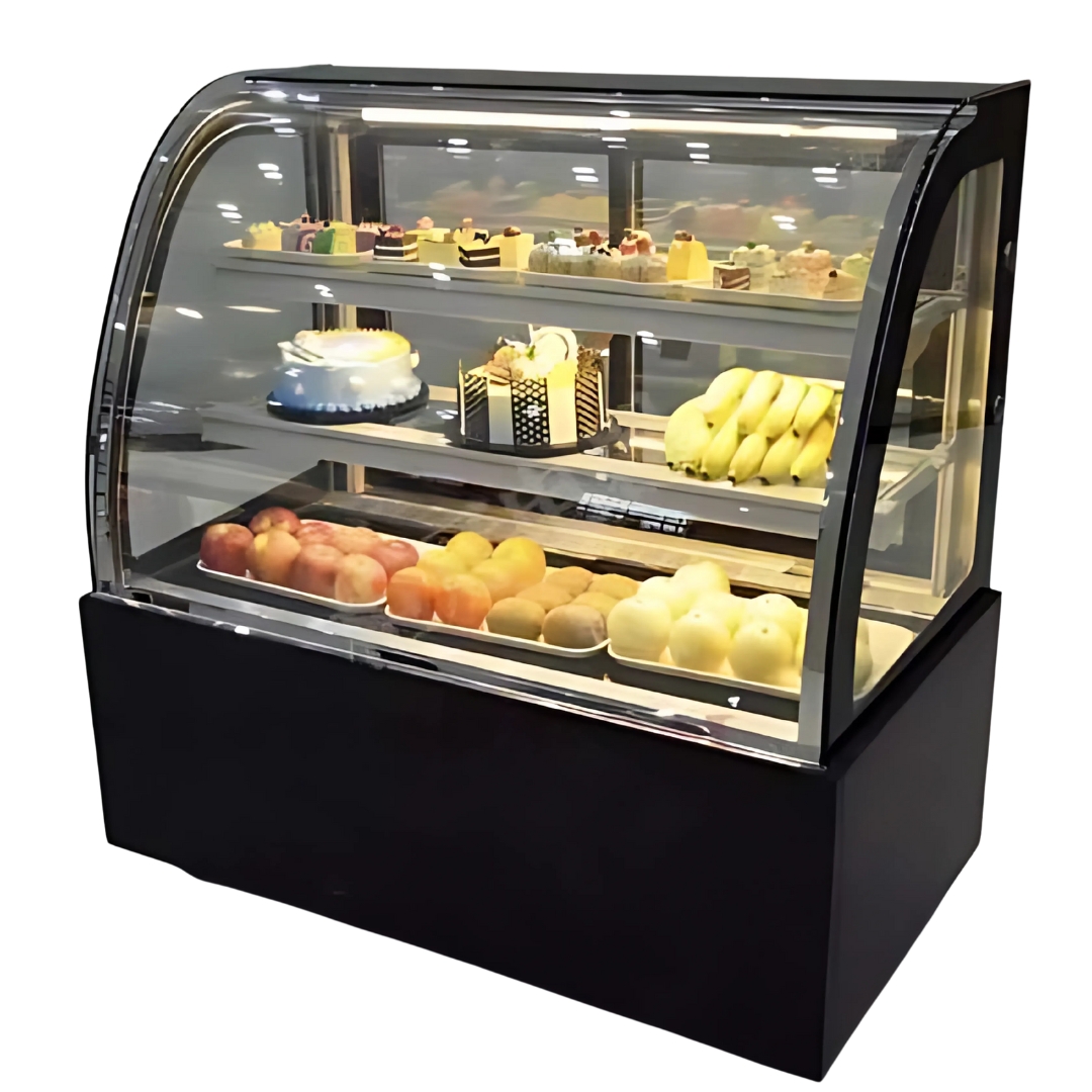 Vitrina expositora refrigerada ventilada con cristal recto y 2 estantes de cristal