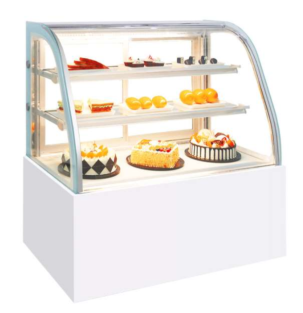 Vitrina expositora refrigerada ventilada con cristal curvo y 2 estantes de cristal - Imagen 2